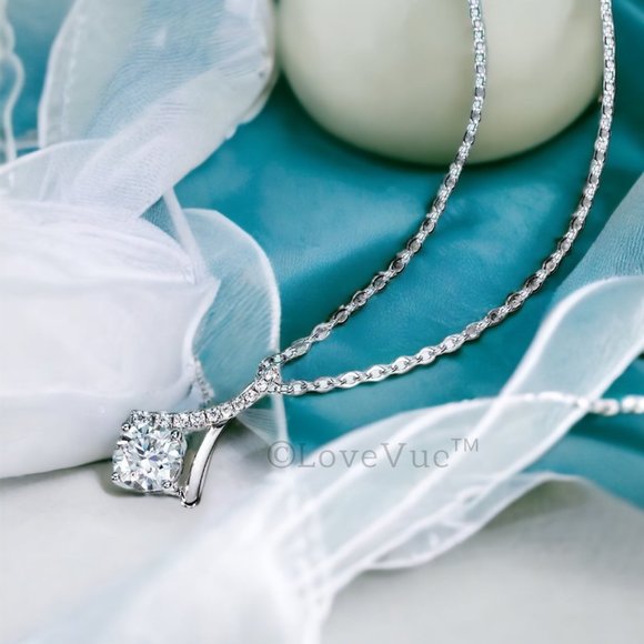 Certified 1ct. t.w. Diamond 4-Prong Water Drop Mermaid Tail Necklace VVS1 - Picture 5 of 16